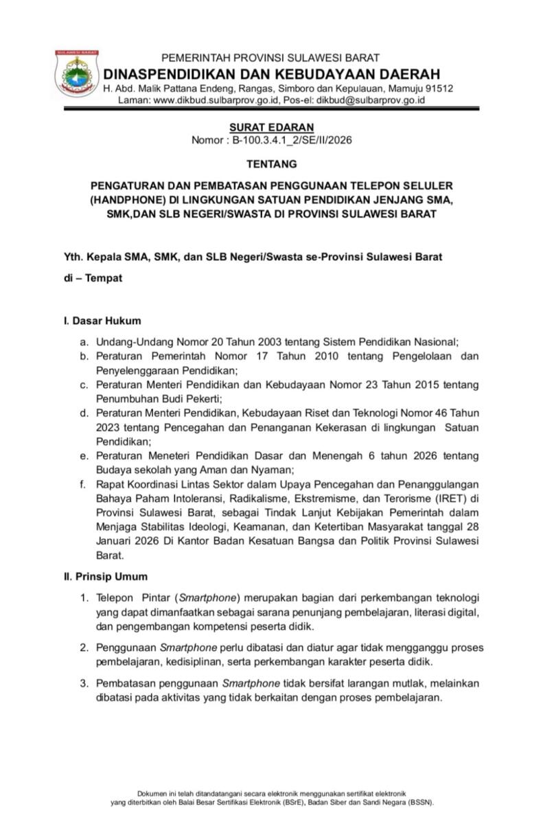 Penggunaan Handphone Siswa Dibatasi, Ini Ketentuan dan Sanksiny